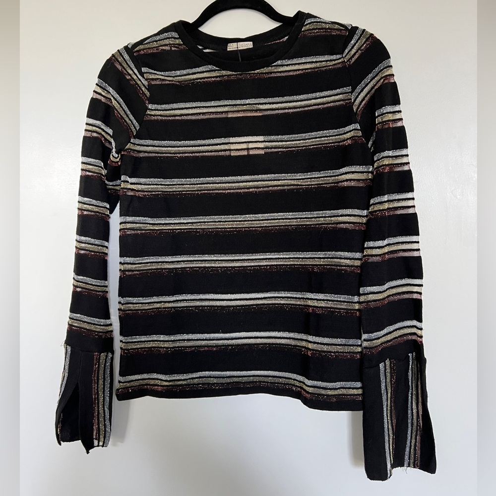 NWT Zara metallic semi sheer long sleeve top size medium